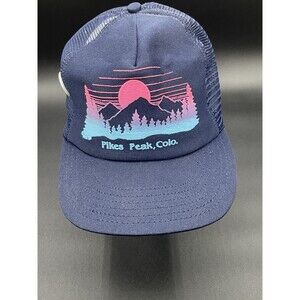 VTG Pikes Peak Colorado Mesh Snapback Trucker Hat Made in USA w Button Pin